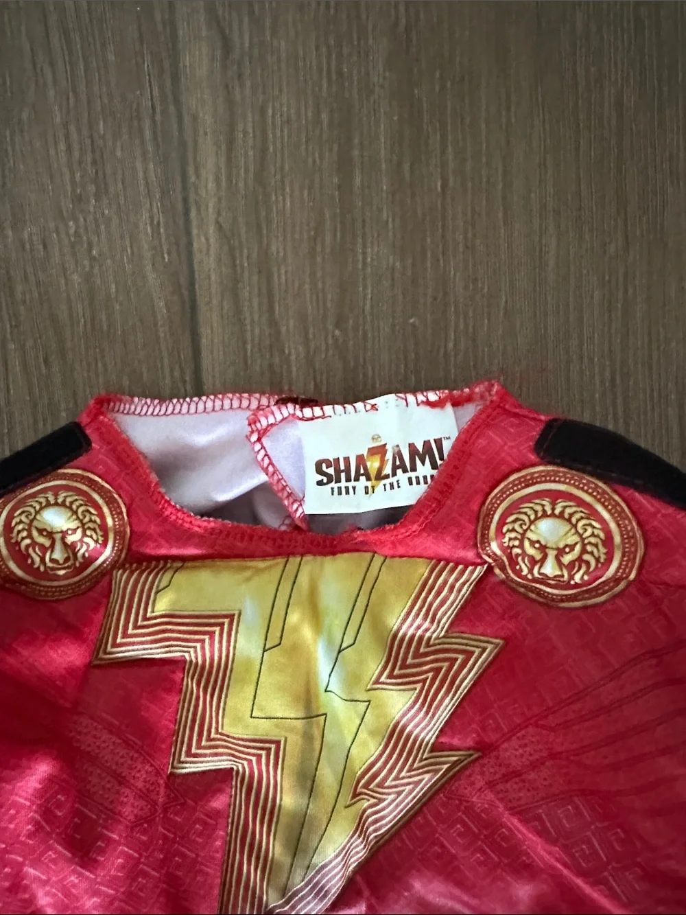 Shazam Kids Red Lightning Muscle Chest Superhero Costume. Size M.